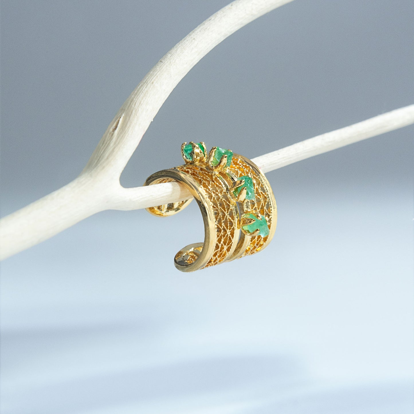 Crown Emerald Ear Cuff